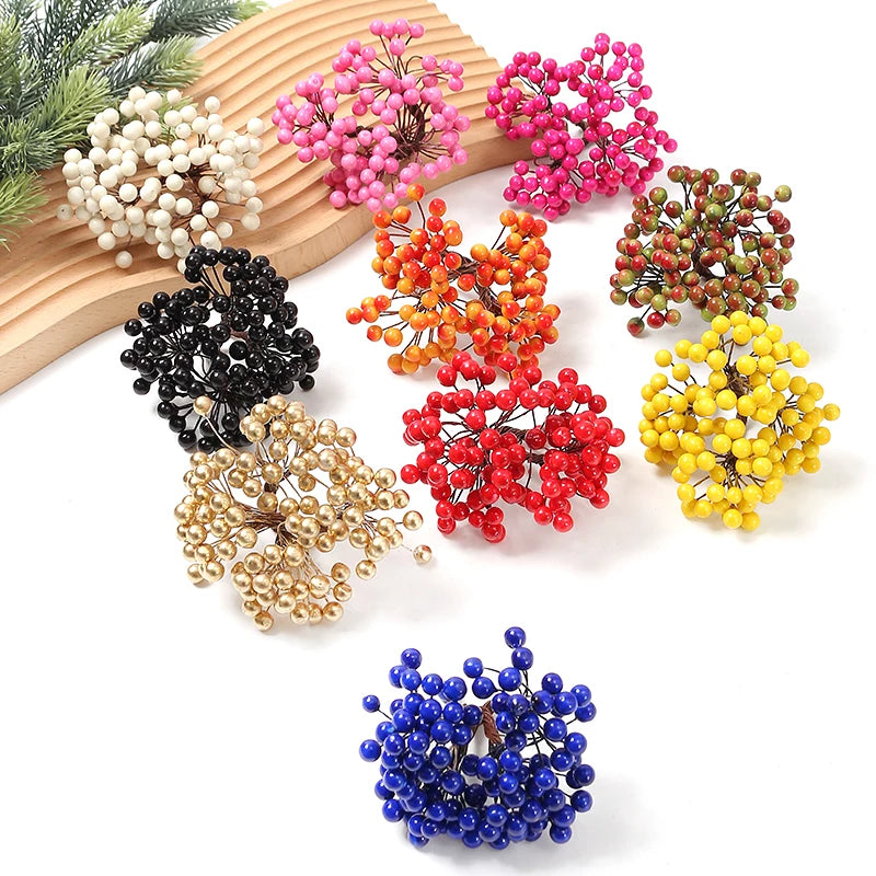 50Heads Artificial Berry Fake Flowers Christmas Decoration Xmas Tree Ornaments Foam Berry For Home Decor DIY Garland Accessories