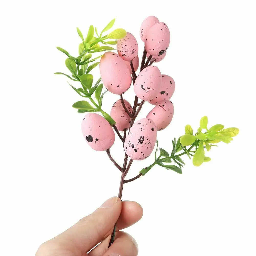 Artificial Easter Flower 3pcs Foam Easter Egg Flower Decor Spring Floral Stems Speckled Easter Egg Twig Branches for Easter 2024