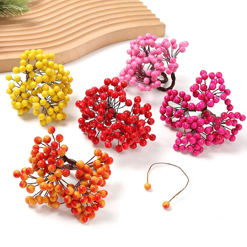 50Heads Artificial Berry Fake Flowers Christmas Decoration Xmas Tree Ornaments Foam Berry For Home Decor DIY Garland Accessories