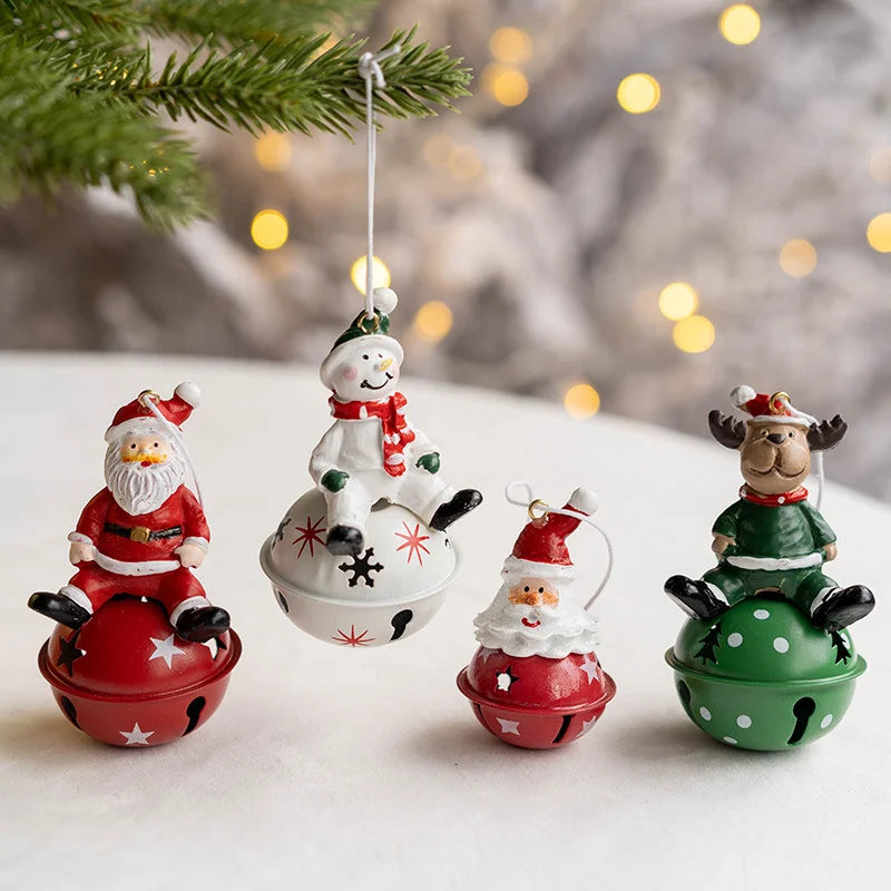 2023 Christmas Bells Iron Pendant Santa Claus Vintage Iron Painted Ornaments XMAS Home Decoration Christmas Tree Decoration