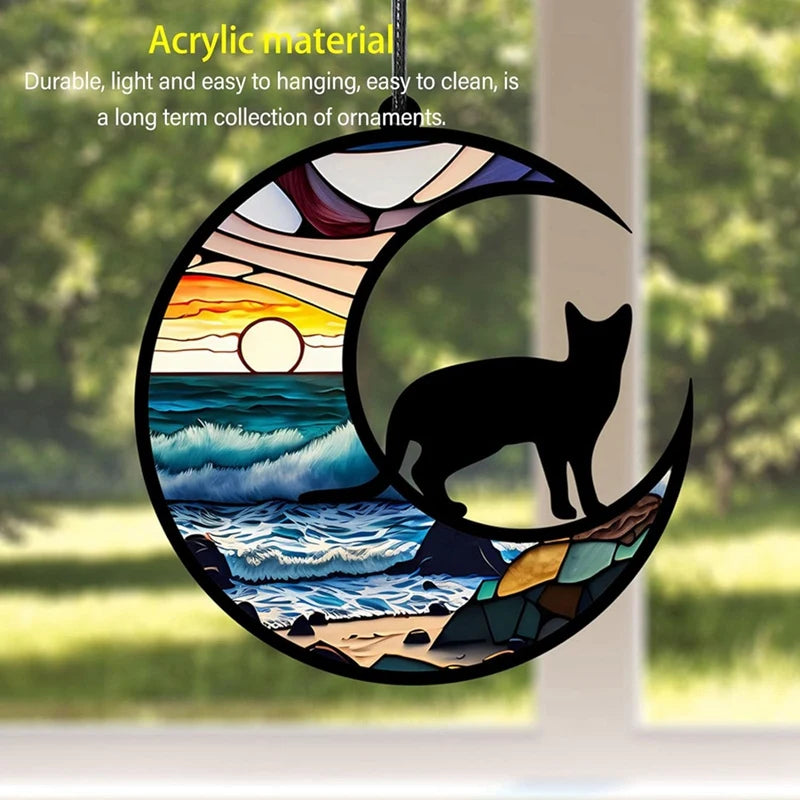 Cat Suncatcher, Acrylic Cat Memorial Suncatcher Stained Glass Window Hanging Ornament Suncatcher Gift