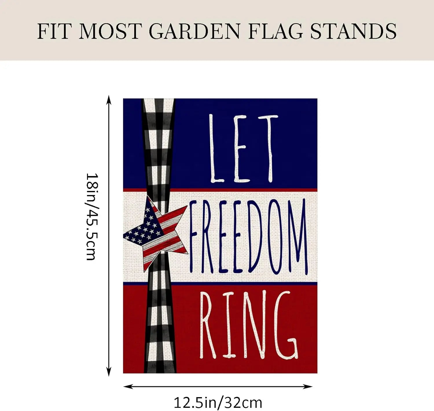 Memorial Day Garden Flag Let Freedom Ring American Star Garden Flag 4th of July Independence Day Garden Banner Plaid Buffalo Out