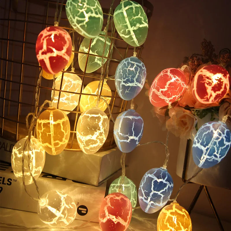 1.5m 10led Easter Colorful Crack Eggs Led Light String Egg Easter Parti Happy Easter Day Decor For Home 2024 Spring Festival Fav