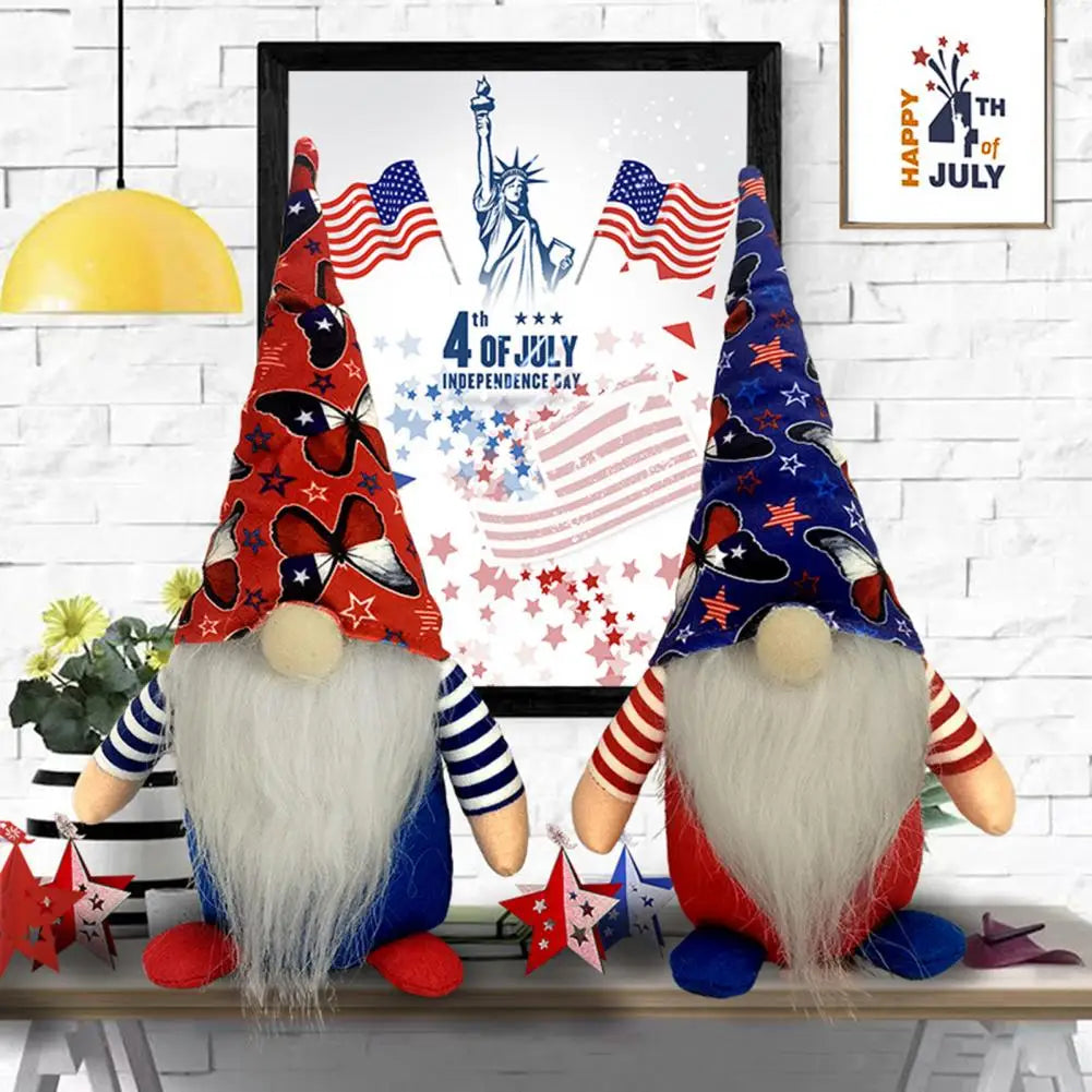 Felt Gnome Doll Handmade Patriotic Gnome Decorations for Independence Day Day Day American Flag Table Ornaments Lucky Dolls