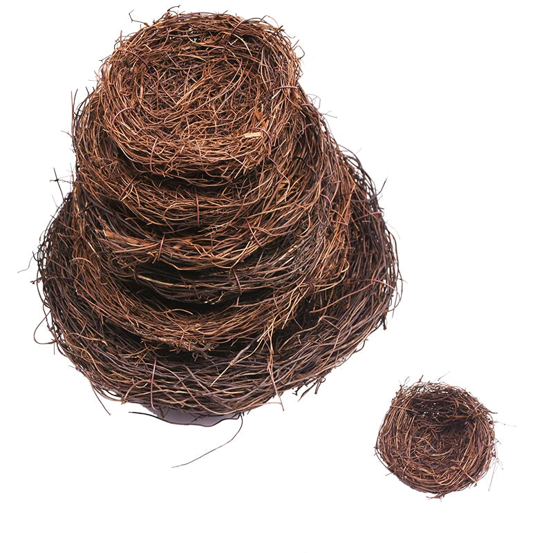 8-25cm Round Rattan Bird Nest Easter Decoration Bunny Eggs Artificial Vine Nest For Home Garden Decor Happy Easter Party Supply