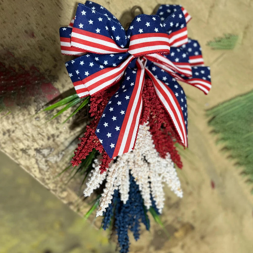 U.S Independence Day Memorial Wreath Pendants American 4th of July Garlands Reusable Ornaments Home Decor for Indoor Outdoor