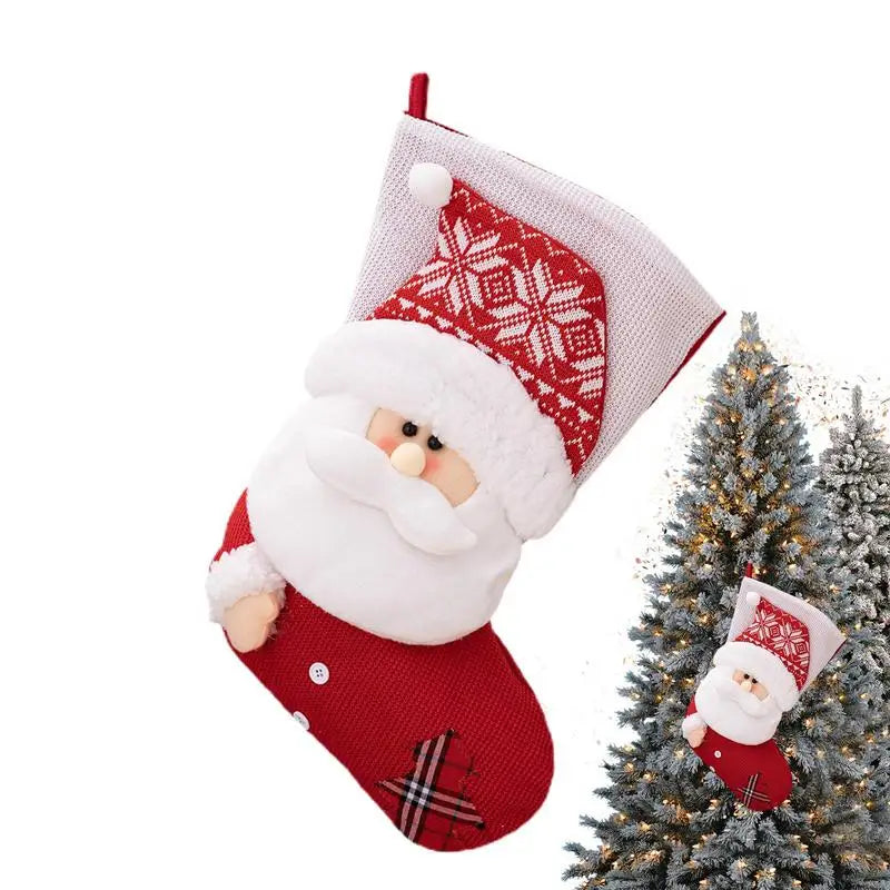 Christmas Gnome Stockings Knitting Santa Snowman Felt Stockings Gift Bag Handmade Cute Christmas Theme Gift Holding Bag For