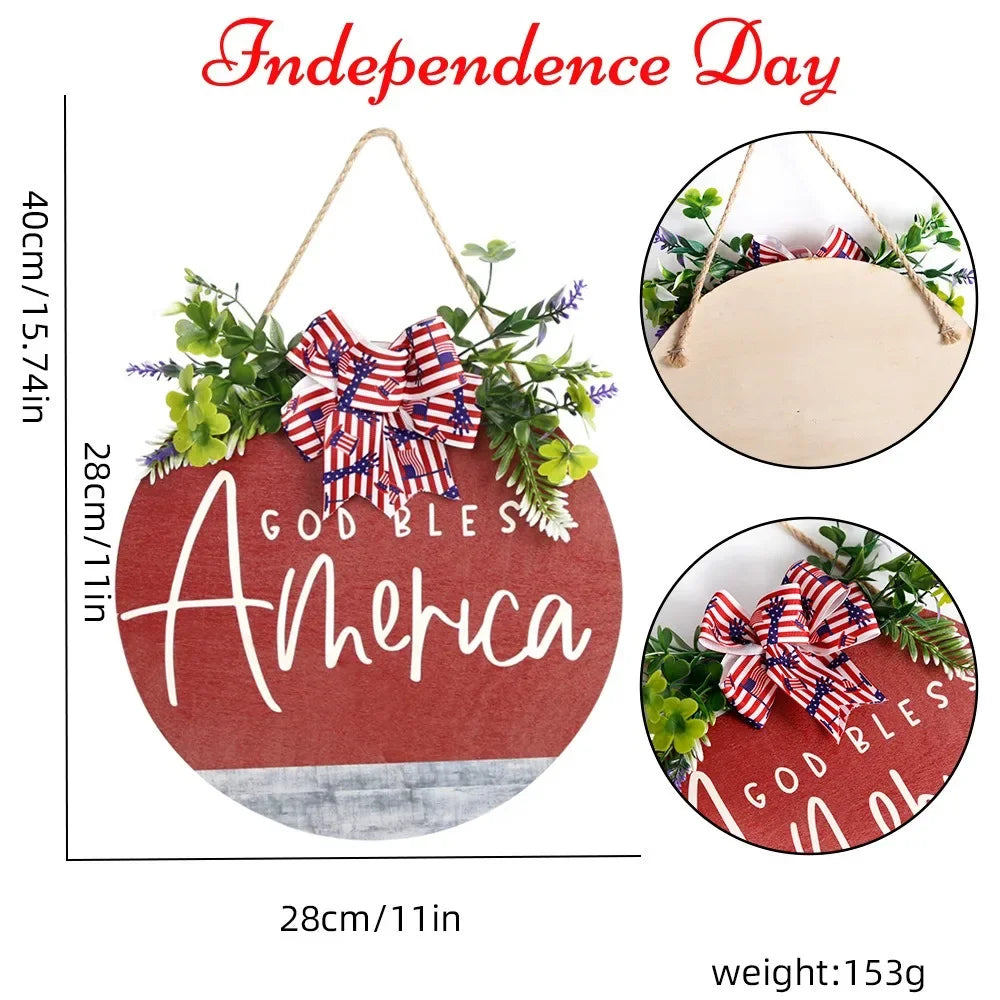 American Independence Day Circular Wooden Hanging Pendants Happy USA Nation Day 4th of July Party Decorations for Home 2024