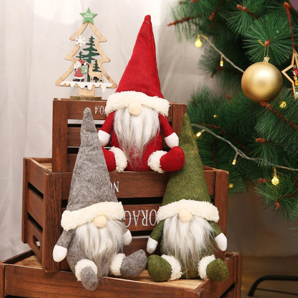 1pc Christmas Faceless Santa Claus Gnome Doll Christmas Decor Home Decor Desktop Decor Children ToysRed/Green/Grey 31cmx6cm