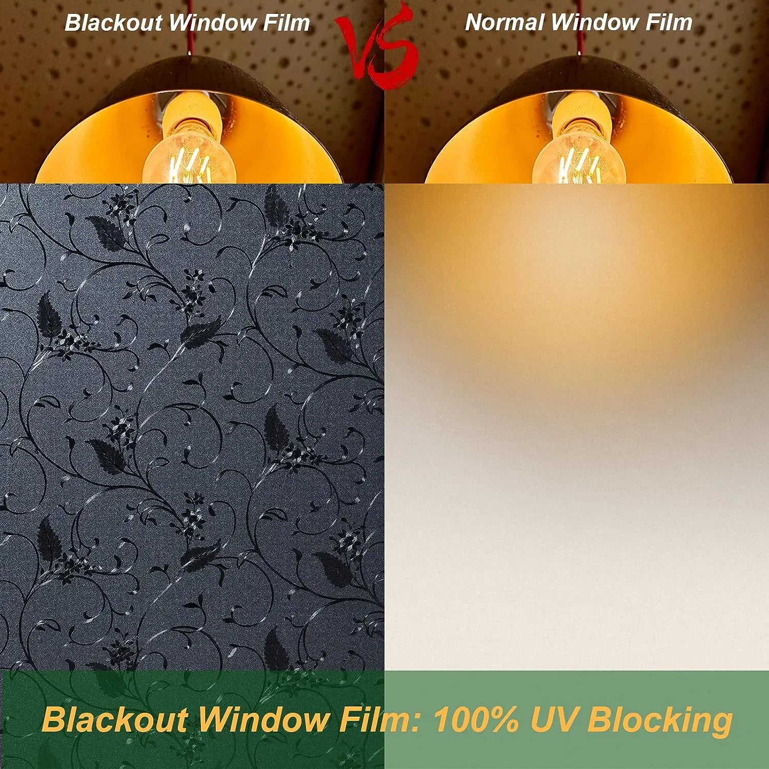 Black Total Blackout Non-Adhesive Privacy Window Film Static Cling  Frosted Glass Film for Bathroom Door Glass Decoration