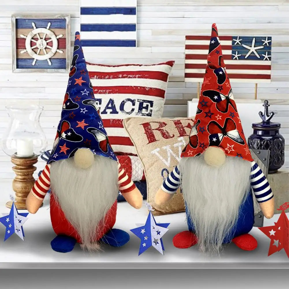 Felt Gnome Doll Handmade Patriotic Gnome Decorations for Independence Day Day Day American Flag Table Ornaments Lucky Dolls