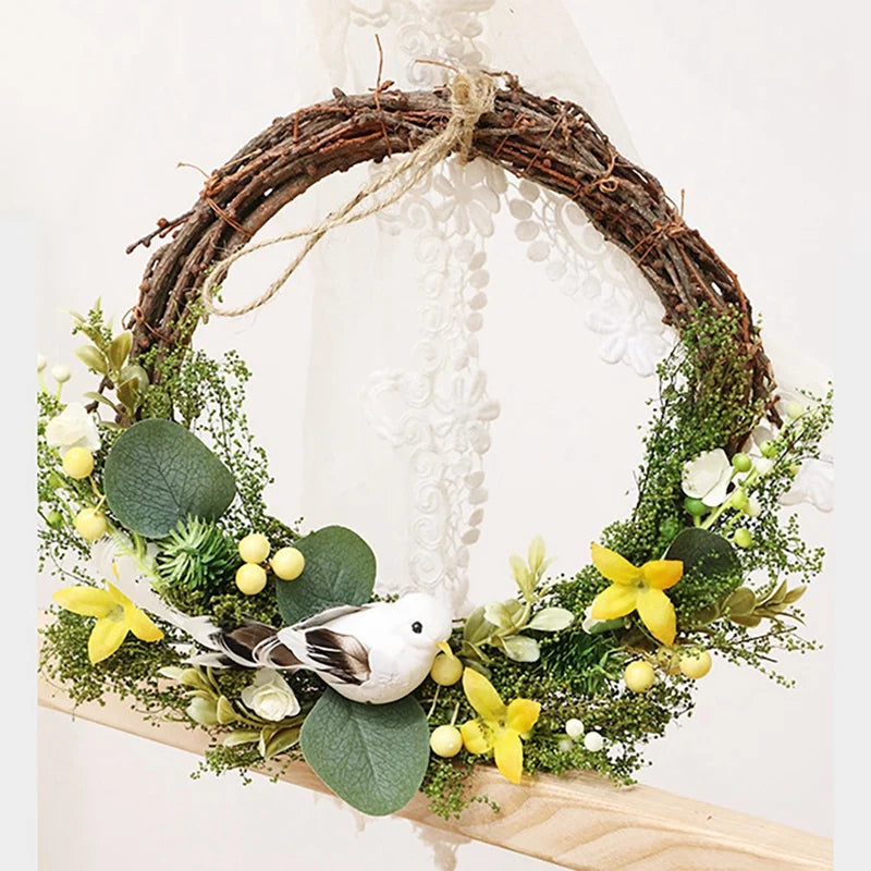 LICG Easter Wreath Artificial Eucalyptus Small Bird Wreath For Front Door Wall Window Wedding Party Farmhouse Home Decor