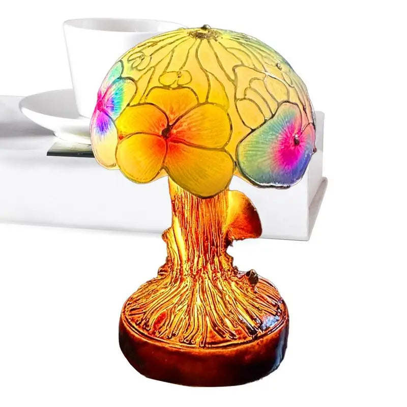 Mushroom Table Lamp Colorful Decorative Paint Mushroom Lamp For Kids Bedside Lamp Bohemian Resin Plant Series Night Light Home