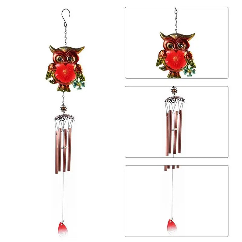 Metal Wind Chimes Owls Hanging Owl Christmas Ornament With S Hook Outdoor Wind Chimes Indoor Stained Glass Metal Tubes Music