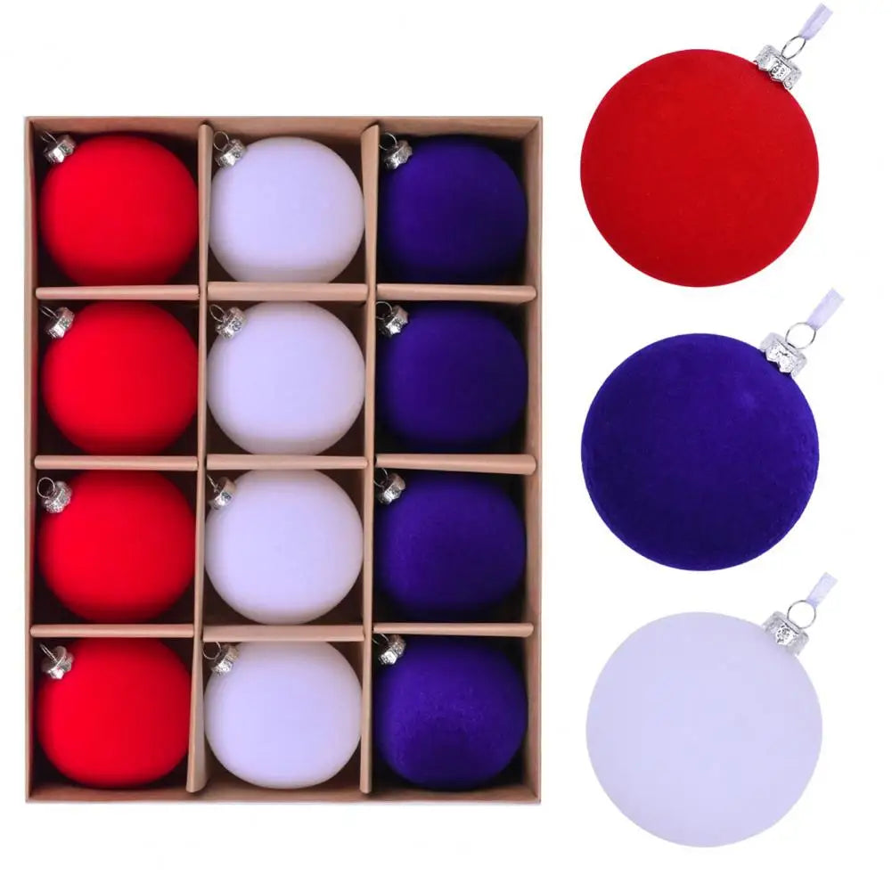 12Pcs American Flag Color Sequin Hanging Ball 4th of July Red White Blue Independence Day Decoration USA Themed Party Supplies