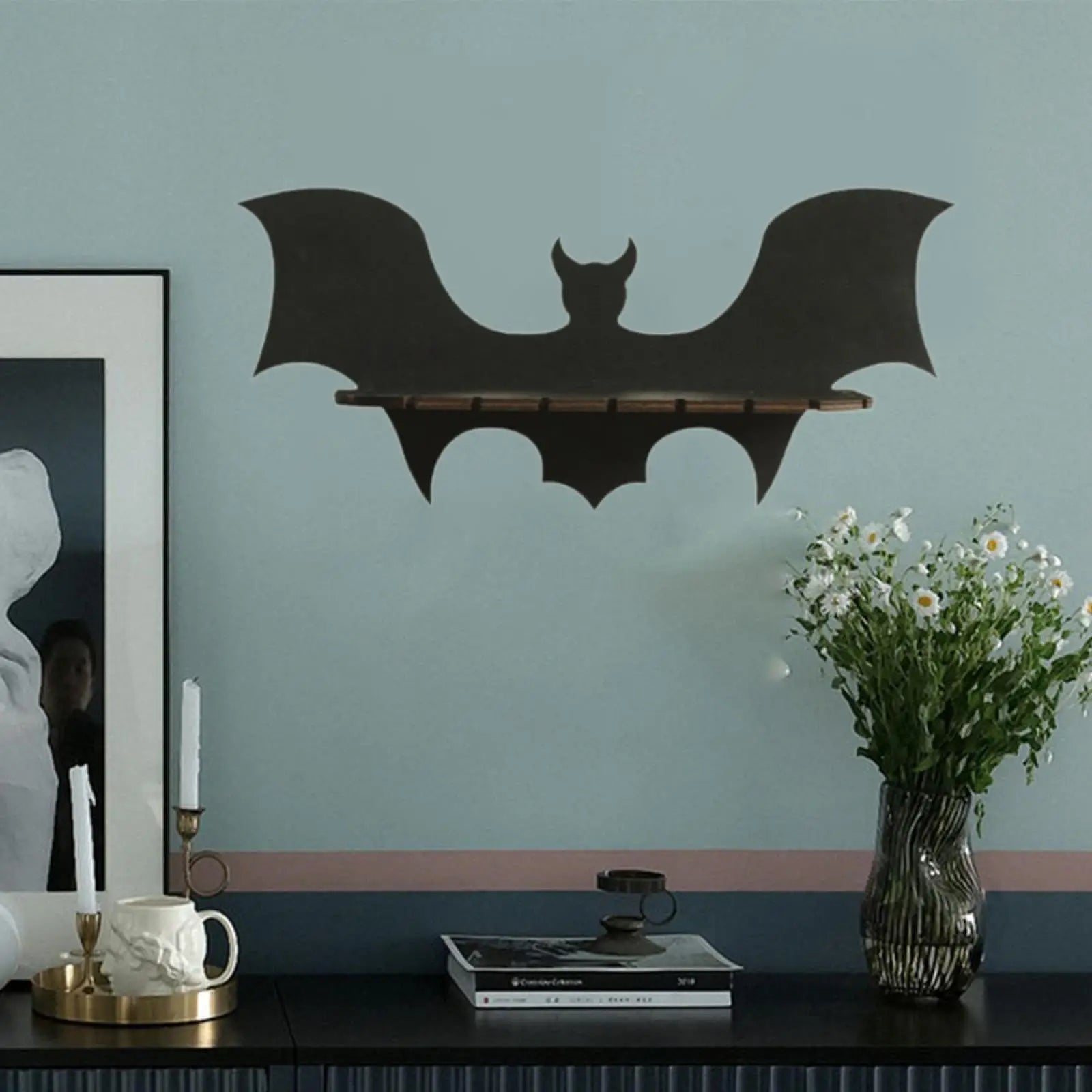 Halloween Bat Shelf Home Decoration Wall Decor for Office Kitchen Bedroom