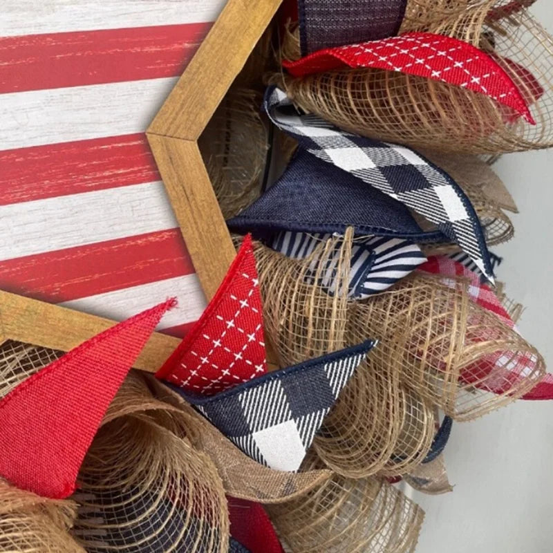 American Wreath,Patriotic Independence Day Wreath,4Th Of July USA Memorial Day Party Supplies,Front Door Wreath