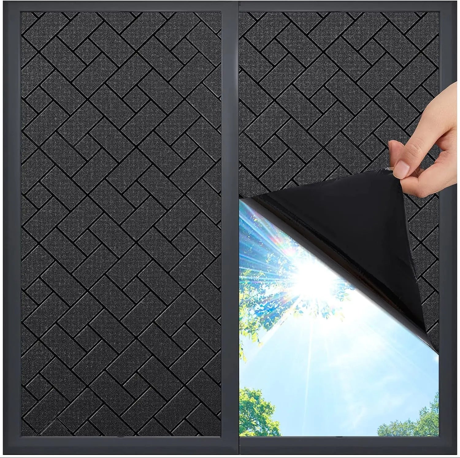 Black Total Blackout Non-Adhesive Privacy Window Film Static Cling  Frosted Glass Film for Bathroom Door Glass Decoration