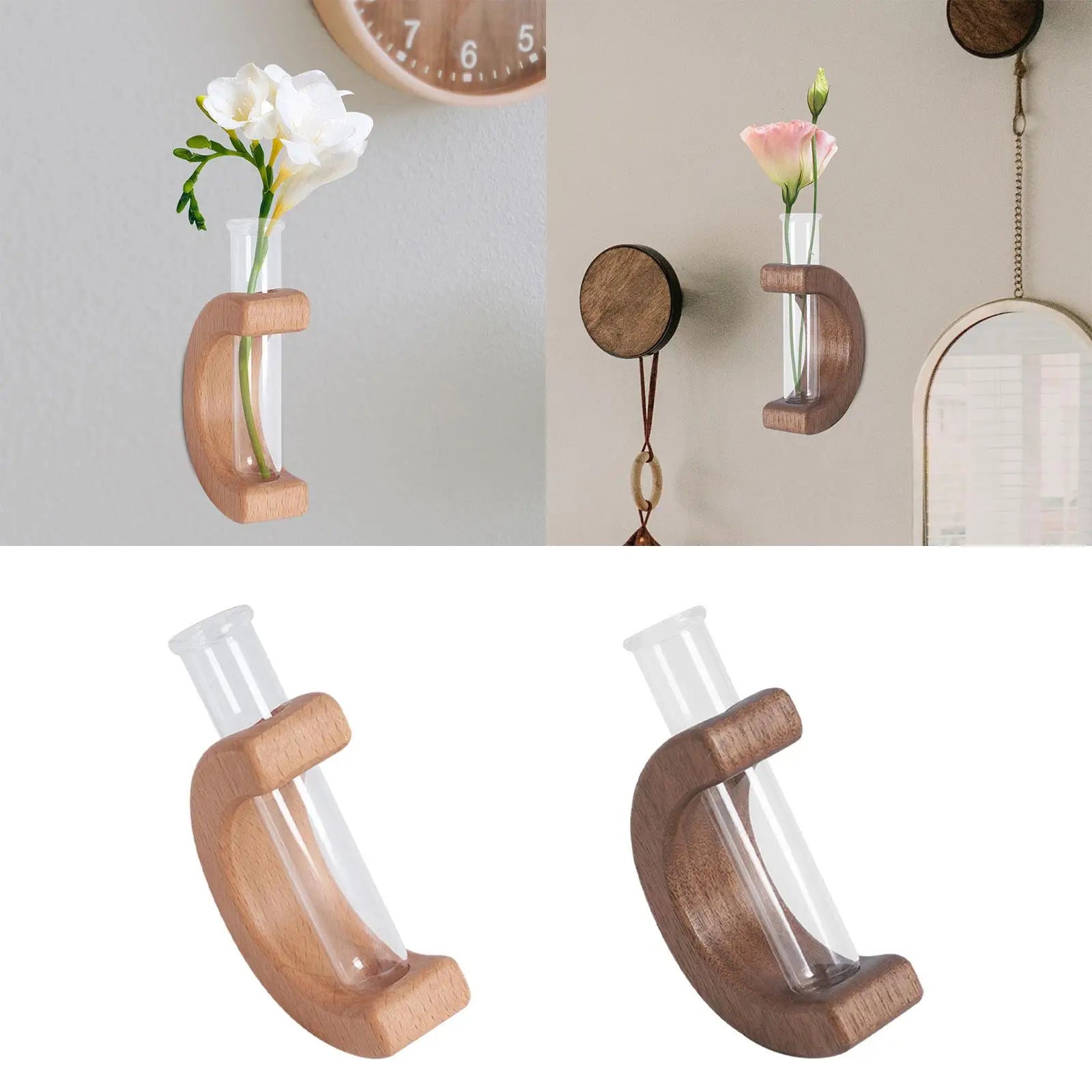 Refrigerator Vase Flower Pot Holder, Creative Glass Tube, Wall Mount, Car