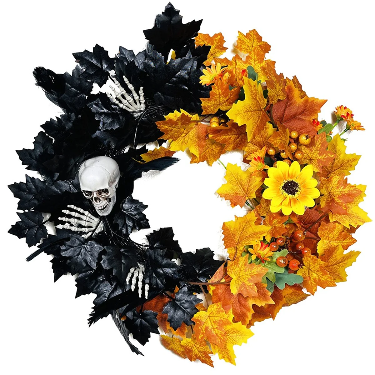 halloween wreaths for front door skull halloween wreath with halloween decorations-limlightdecor