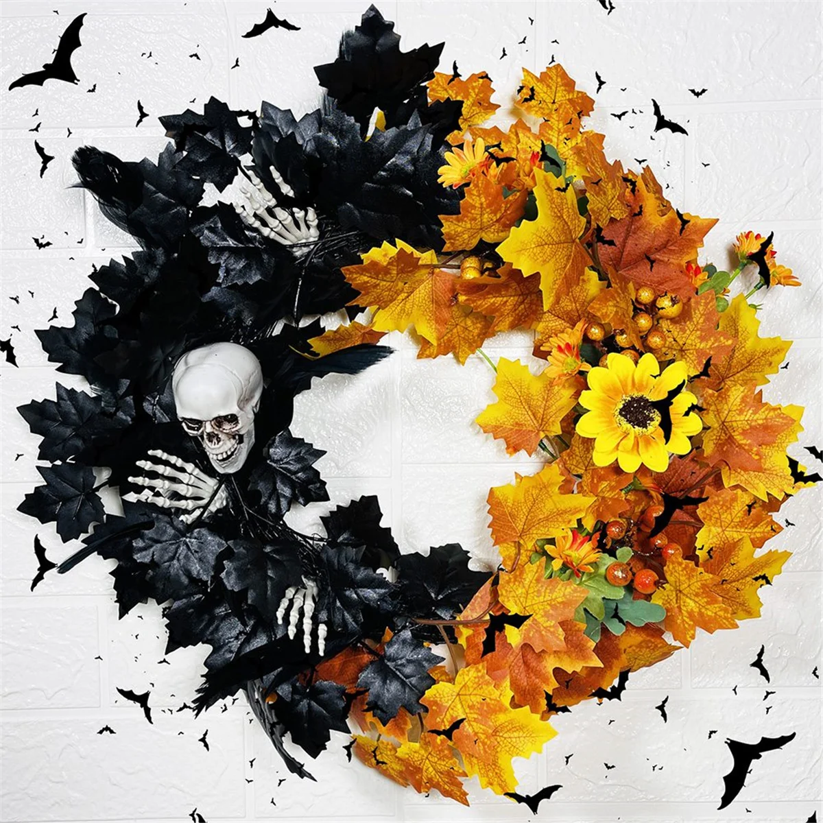 halloween wreaths for front door skull halloween wreath with halloween decorations-limlightdecor