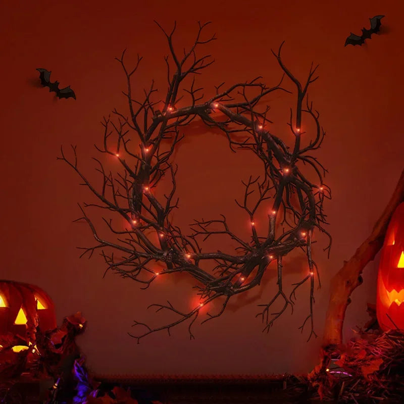 halloween wreath door led lights 43cm party decor-limlightdecor