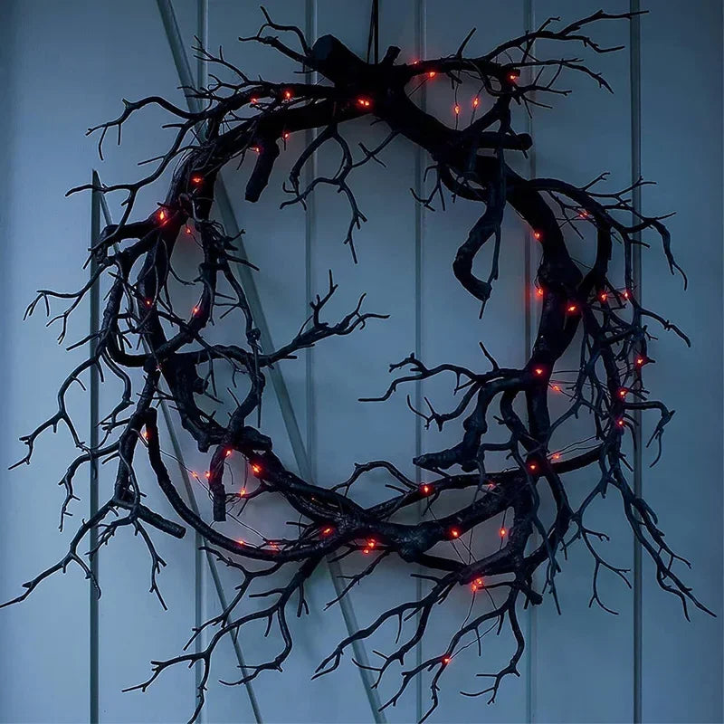 halloween wreath door led lights 43cm party decor-limlightdecor