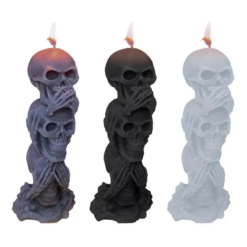 three skull candles halloween-limlightdecor