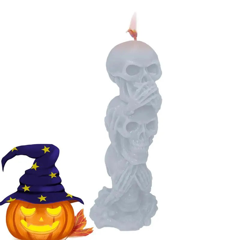 three skull candles halloween-limlightdecor