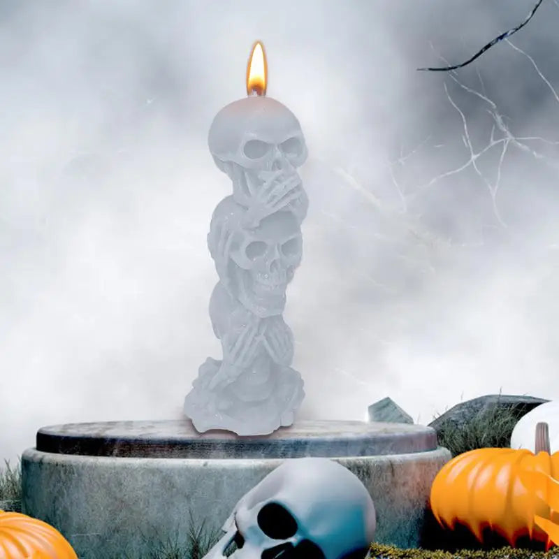 three skull candles halloween-limlightdecor