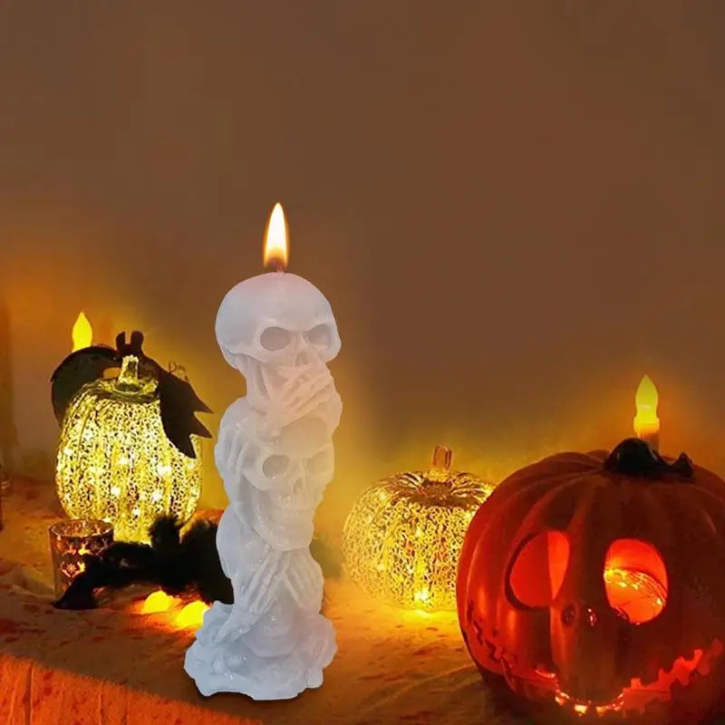 three skull candles halloween-limlightdecor