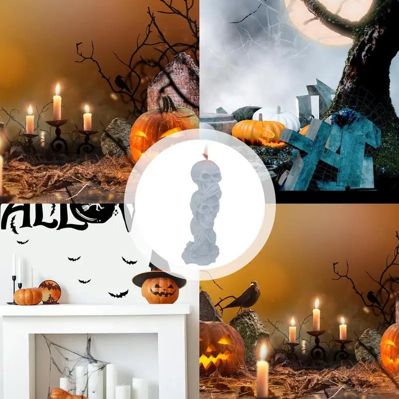 three skull candles halloween-limlightdecor